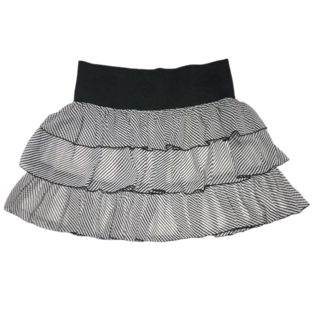 Divided by H&M Black and White Striped Ruffled Skirt
